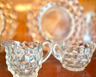 Fostoria American Clear Creamer and Sugar Bowl – Vintage Pressed Glass Set
