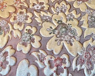 Retro Brocade Fabric Detail – Cream, Pink & Green Floral Upholstery Pattern