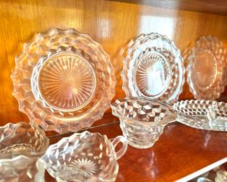 Vintage Fostoria American Clear Glass Plates – Cubist Pattern Dinnerware
