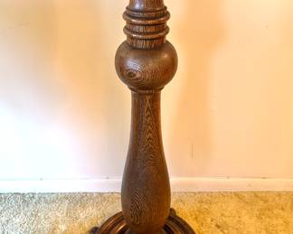 Antique Solid Oak Pedestal Stand | Vintage Turned Wood Plant Stand c.1930s