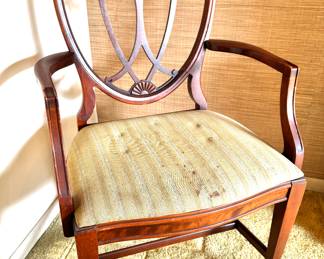 Vintage Shield Back Dining Chair with Carved Mahogany Frame and Upholstered Seat – John M. Smyth Co. Chicago