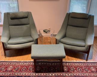 MCM Folke Ohlsson for Dux Lounge Chairs & Ottoman 