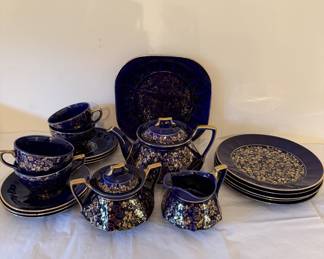 Vintage Limoges Cobalt Dessert Set