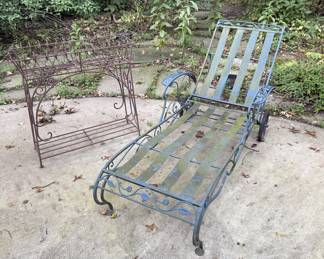 Vintage Iron Lounge Chair & Planter