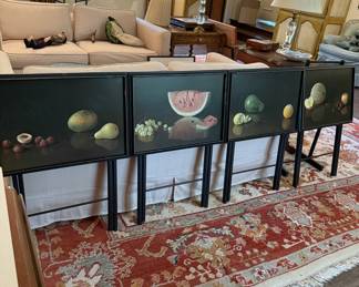 Vintage Artex Folding Snack Tables - Fruit 