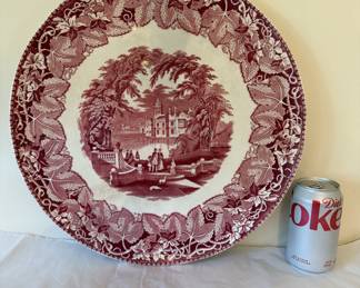 Antique Mason's "Vista" Red Transferware Charger