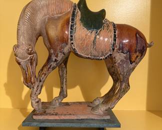 Large Glazed Earthenware "Tang" Style Horse