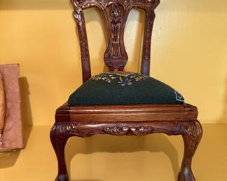 Miniature Chippendale Chair w/Needlepoint seat