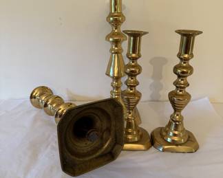 Antique Brass "push up" candlesticks