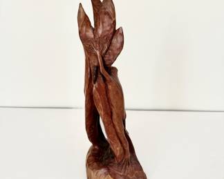 Carved Wood Frog on Leaf