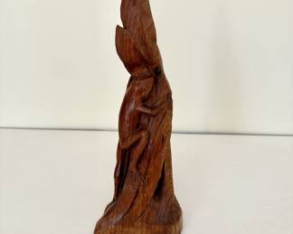 Carved Wood Frog on Leaf