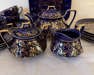 Vintage Limoges Cobalt Dessert Set