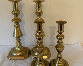 Antique Brass "push up" candlesticks