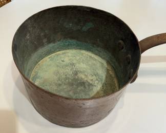 HUGE Antique Copper Pot w/wrought iron handle