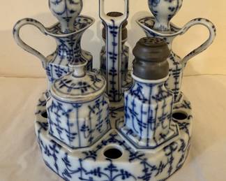 Antique Flow Blue Castor Set