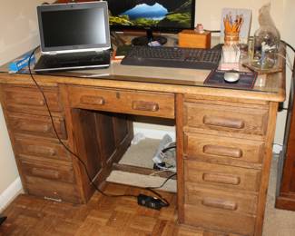 solid-wood desk, removable glass top