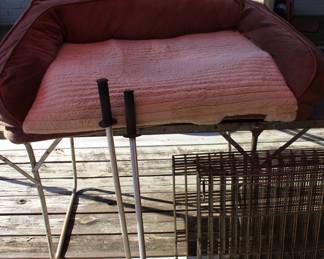 Big dog bed, expandable fencing, pooper scooper