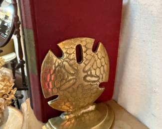 Vintage Brass Sand Dollar Book Ends