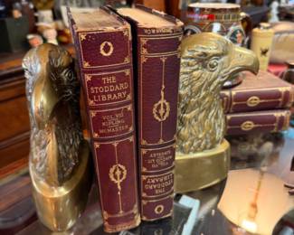 Vintage Books and beautiful, large solid brass eagle book ends