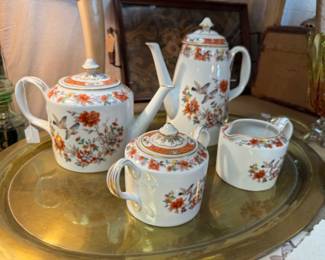 Vista Alegre 4 pc Tea Set, 2 tea pots, cream and sugar, made in Portugal