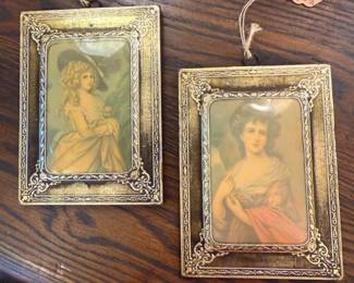 Embossed Vintage Lady Celluloid Framed Pictures