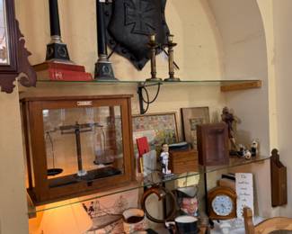 Watford England Pharmacy Scale and Case, clocks, other decorative items