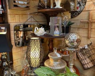 Various decor, lamp, plates, candle holder and more