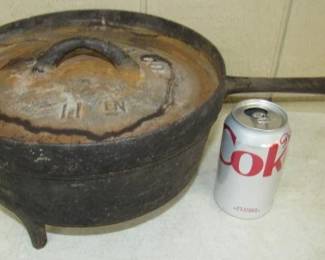 1800's Cast Iron Footed Pot w/Lid