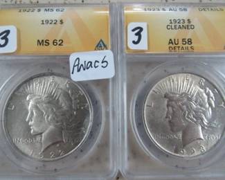ANACS Graded Peace Silver Dollars