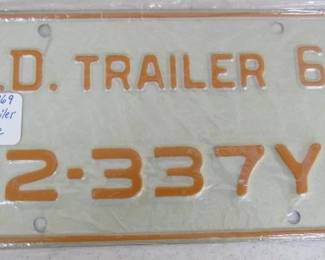 NOS 1969 S.D. Trailer Tag