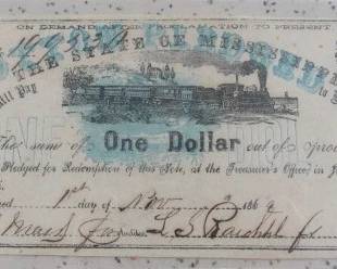 1868 $1.00 Mississippi Note
