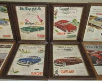Old Framed Car Advertisements 