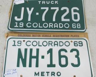 NOS 1968 & 1969 Colorado License Plates 