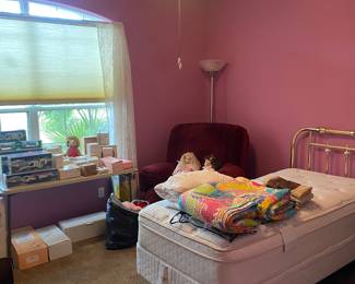 Twin bed and bedding