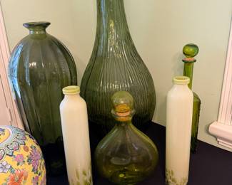 Large green vases