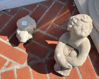 Concrete boy and rabbit