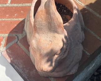 Terracotta rabbit planter