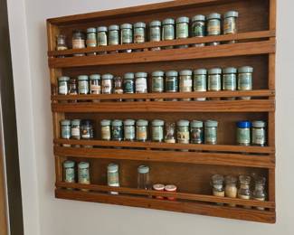 Vintage spice rack with spices