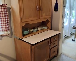 Hoosier cupboard with enamel top