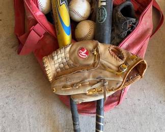 Softball Bats Glove & Balls 