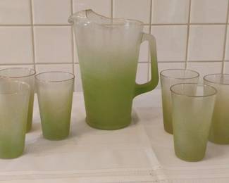 Frosted Pitcher & Glasses 