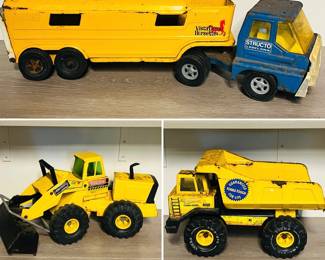 Vintage metal Tonka and Structo toy trucks