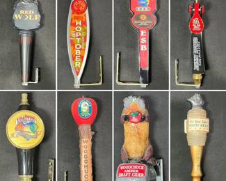 Vintage and modern beer tap handles 