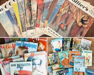 Vintage Collier’s magazines, vintage Good Housekeeping magazines, vintage Coronet magazines 