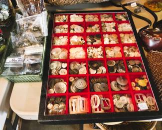 Mother of pearl buttons and buckles