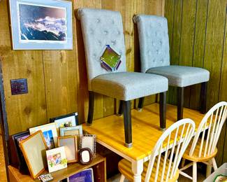 Two farmhouse tables.