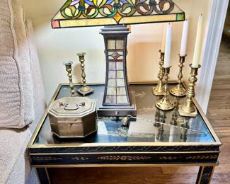 Vintage Heritage “Sketchbook” Chinoiserie black lacquer table.