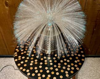 Mid century penny table with moving fiber optic light.