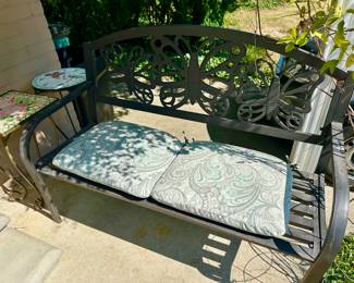 Metal garden bench.