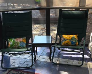 2 Green Patio Chairs